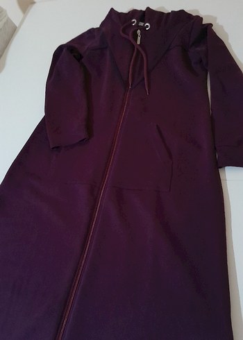 Bordo Fermuarlı uzun pardiso - Görsel 6