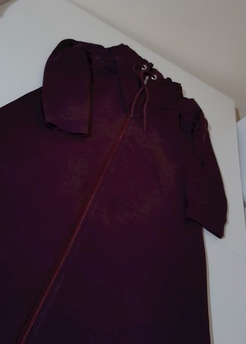 Bordo Fermuarlı uzun pardiso - Görsel 5