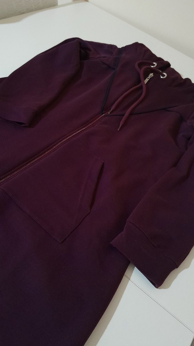 Bordo Fermuarlı uzun pardiso - Görsel 2