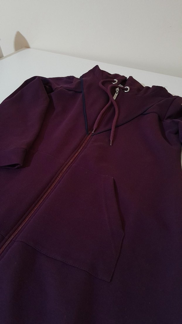 Bordo Fermuarlı uzun pardiso - Görsel 4