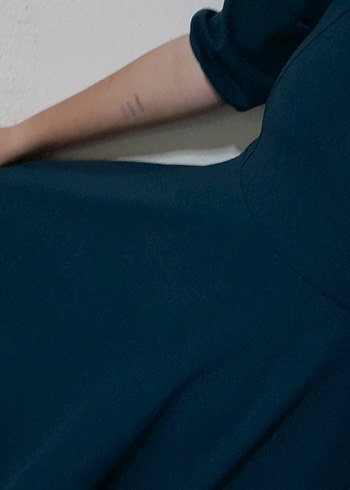 Kadın Yeşil Midi Elbise, Kayık Yaka, İnce Askılı - Görsel 5