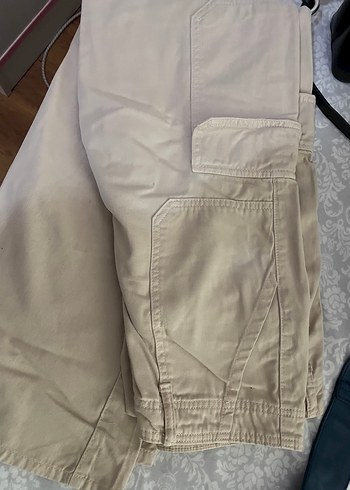 Zara Bej Bel Detaylı Rahat Kesim Kumaş Kargo Kadın Pantolon