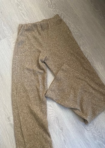 Bej Triko Midi Kadın Keten Pantolon - Görsel 2