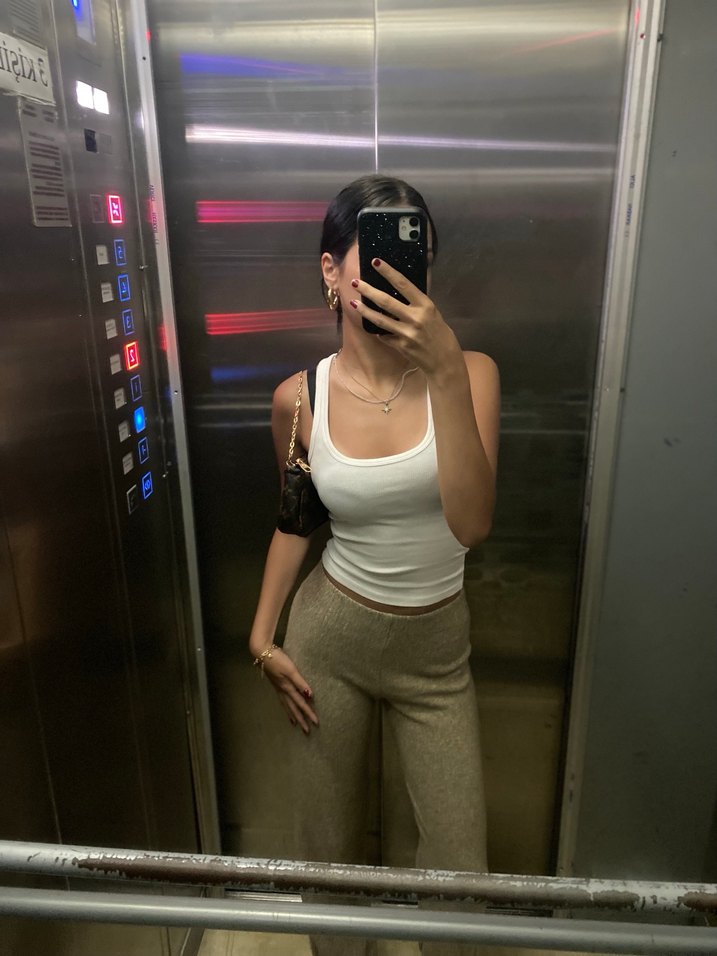 Bej Triko Midi Kadın Keten Pantolon - Görsel 4