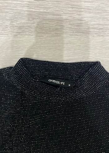 Siyah simli Kadın Uzun Kollu crop - Görsel 2