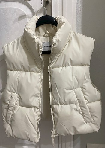 Düğmeli Beyaz Kadın Şişme Yelek - Görsel 2