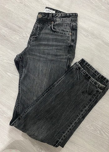 Gri Regular Fit Midi Denim Kadın Jean - Görsel 2