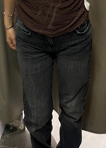 Gri Regular Fit Midi Denim Kadın Jean - Görsel 5