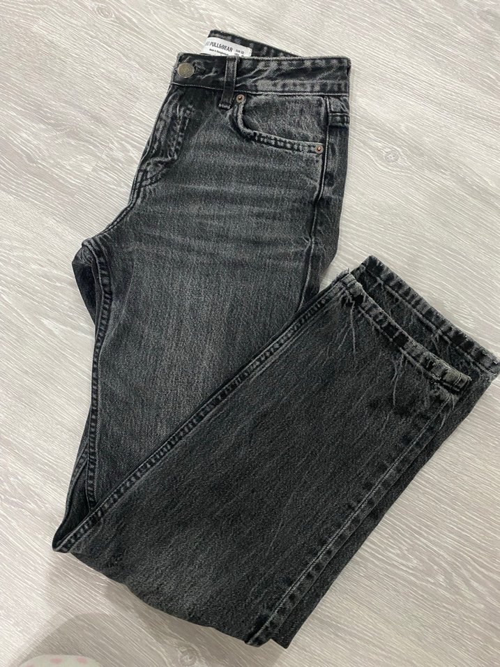 Gri Regular Fit Midi Denim Kadın Jean - Görsel 2