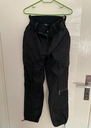 berskha siyah paraşüt kumaş kargo pantalon - Görsel 2