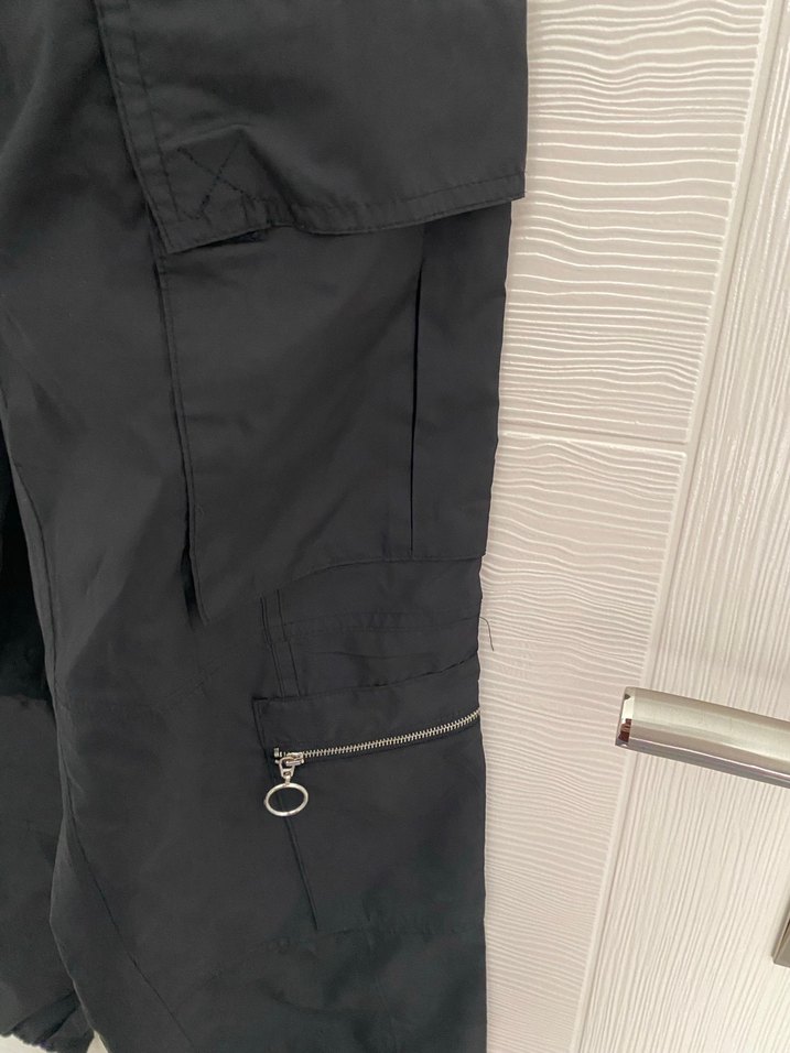 berskha siyah paraşüt kumaş kargo pantalon - Görsel 3