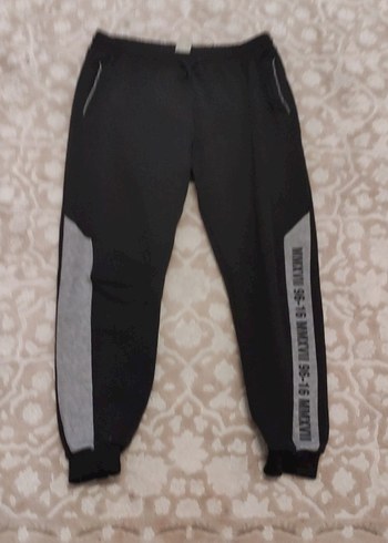 Diğer Erkek Siyah Gri Fermuarlı Jogger Eşofman Altı