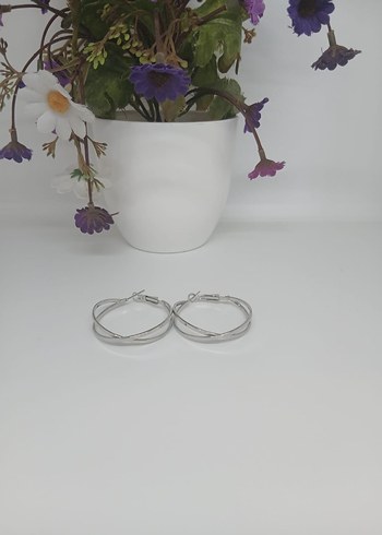 Minimalist Gri Midi Halka Küpe
