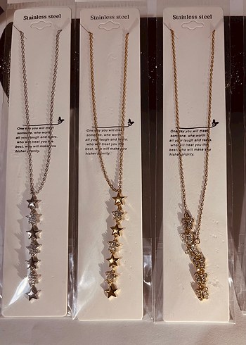 Uzun Zincirli Çelik Yıldız Kolye - Görsel 2