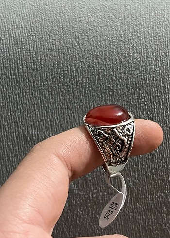 Koyu Kırmızı Bohem Erkek Yüzük - Görsel 2