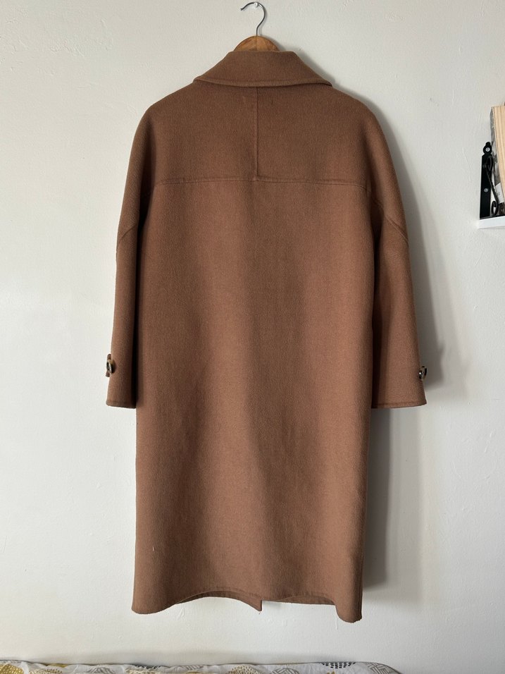 H&M Yünlü Kahverengi Kaban - Görsel 2