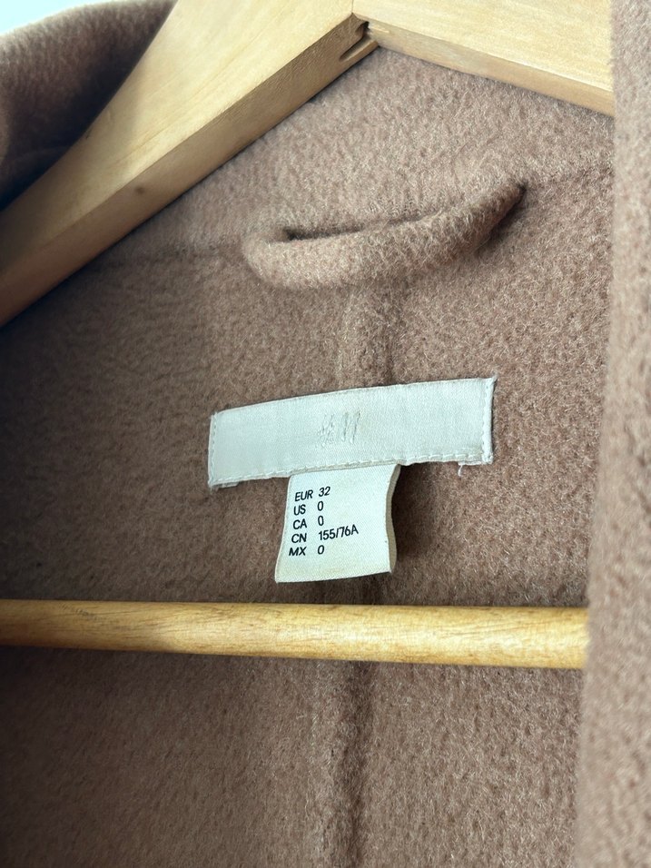 H&M Yünlü Kahverengi Kaban - Görsel 4