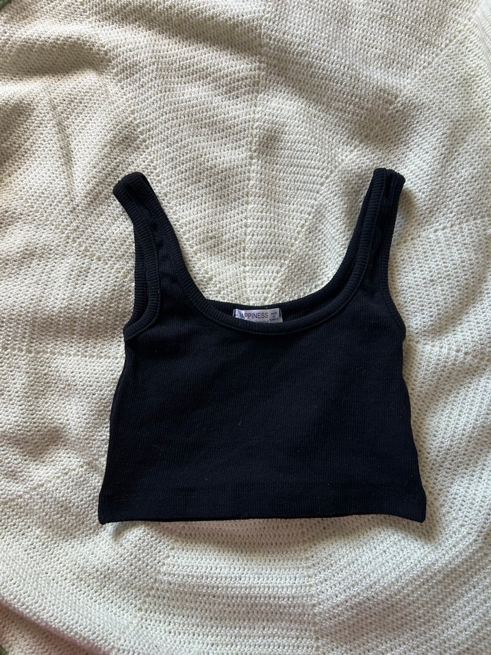 Happiness İstanbul Siyah Askılı Crop Top - Görsel 2