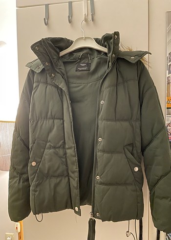 Bershka Gri Kadın Midi Kış Montu, Kürk Detaylı