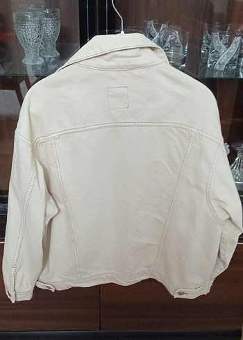 Beyaz Düğmeli Kadın Denim Ceket - Görsel 2