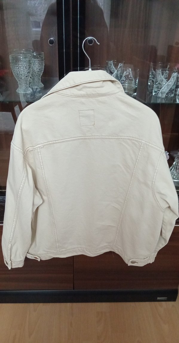 Beyaz Düğmeli Kadın Denim Ceket - Görsel 2