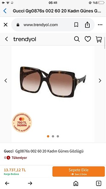 Gucci güneş gözlüğü