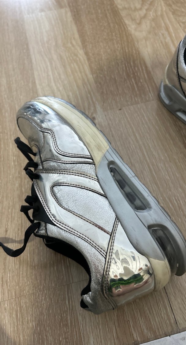 Metalik Yılan Desenli Gri Stiletto Topuklu Sneakers - Görsel 2