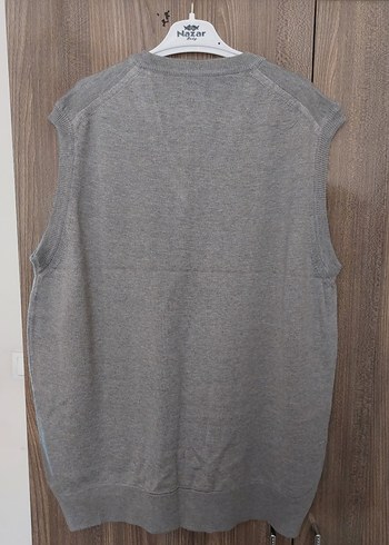 Gri V Yakalı Triko Süveter - Görsel 2