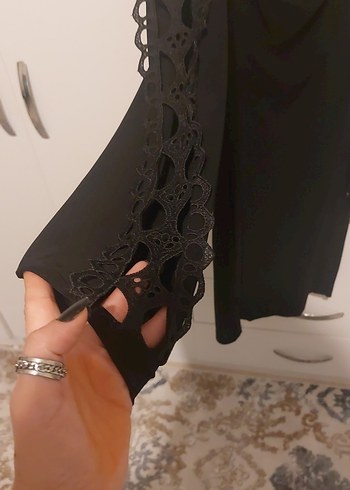Trendyol & Milla Dantel Detaylı Siyah Uzun Kollu Gotik Elbise