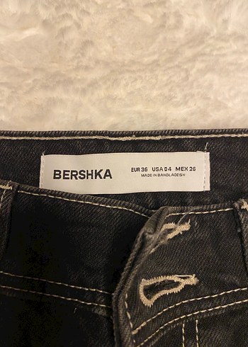 36 Beden Bershka Siyah Mini Kargo Etek