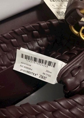 Beden bordo Renk Zara marka orijinal yeni sezon örgülü çanta
