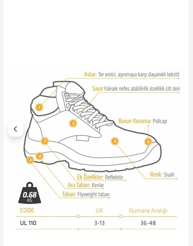 YDS UL 110 S3 Kompozit Burunlu İş Güvrnliği Botu - Görsel 3