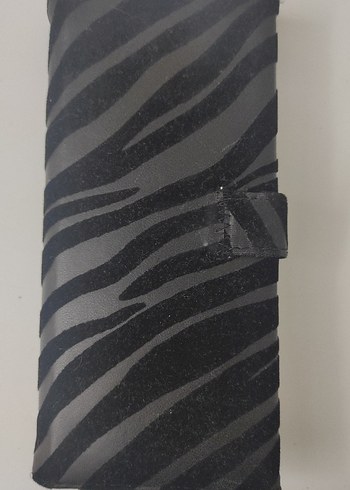 American Vintage Siyah Zebra Desenli Kadın Süet Clutch Cüzdan