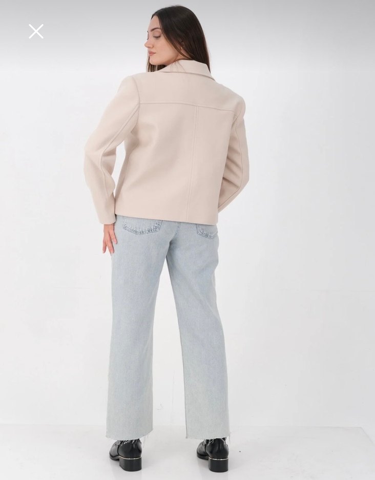 Bej Düğmeli Kadın Midi Ceket - Görsel 2