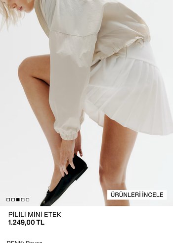 s Beden Beyaz Pilili Mini Etek