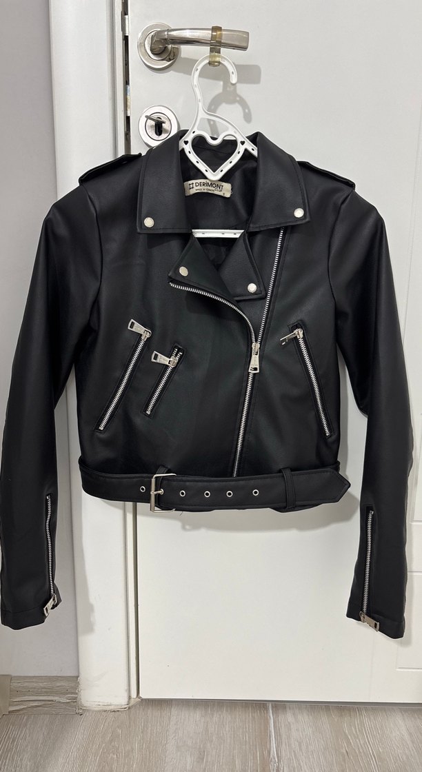 Siyah deri ceket - Görsel 2