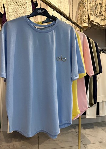 Diğer Mavi Oversize Kadın Tişört - alo Baskılı