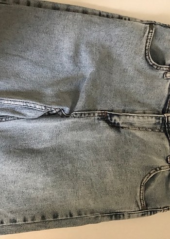 Gri Düğmeli Kadın Denim Pantolon