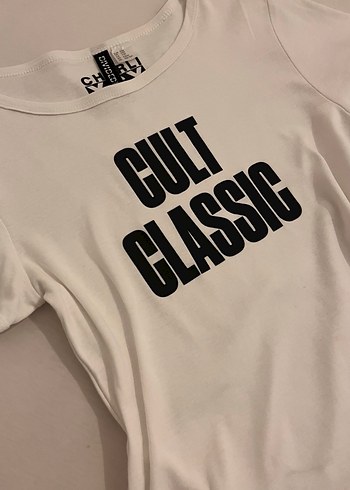 H&M Beyaz Baskılı Kısa Kollu Kadın Tişört