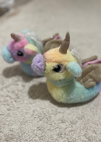 Kız Çocuk Renkli Peluş Unicorn panduf - Görsel 2