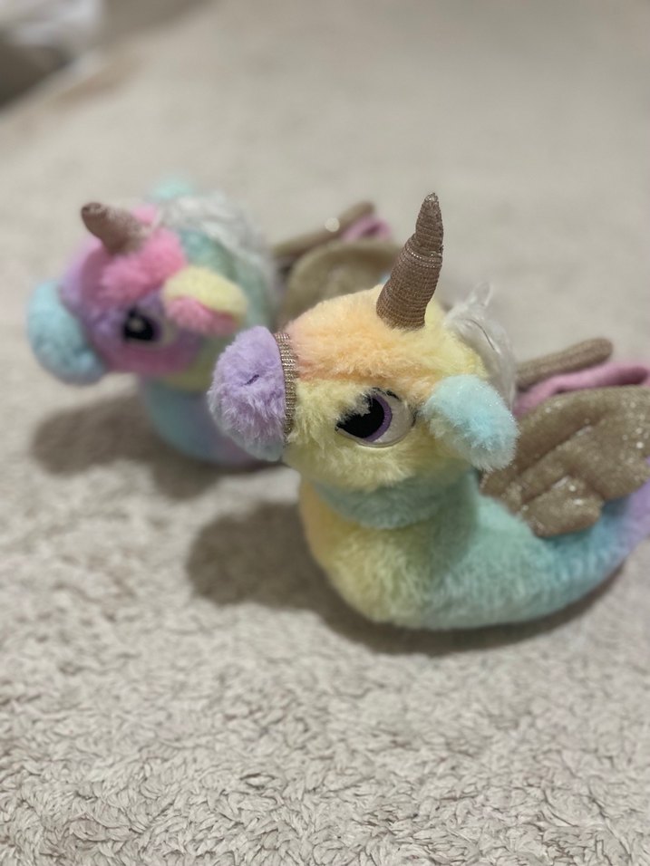 Kız Çocuk Renkli Peluş Unicorn panduf - Görsel 2