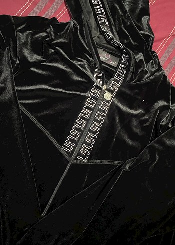 Siyah Kadın Kapüşonlu Mini Eşofman Takımı - Görsel 3