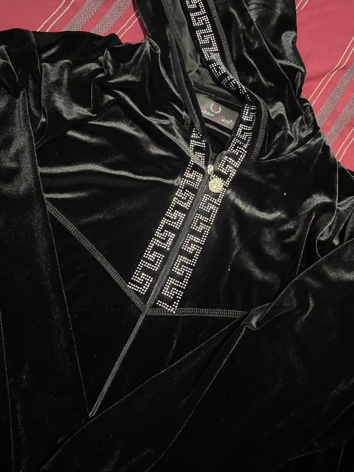 Siyah Kadın Kapüşonlu Mini Eşofman Takımı - Görsel 3