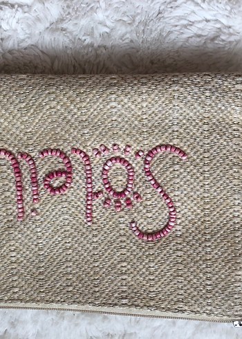 Pembe İşlemeli Boncuk Detaylı Kadın Clutch Çanta - Görsel 2