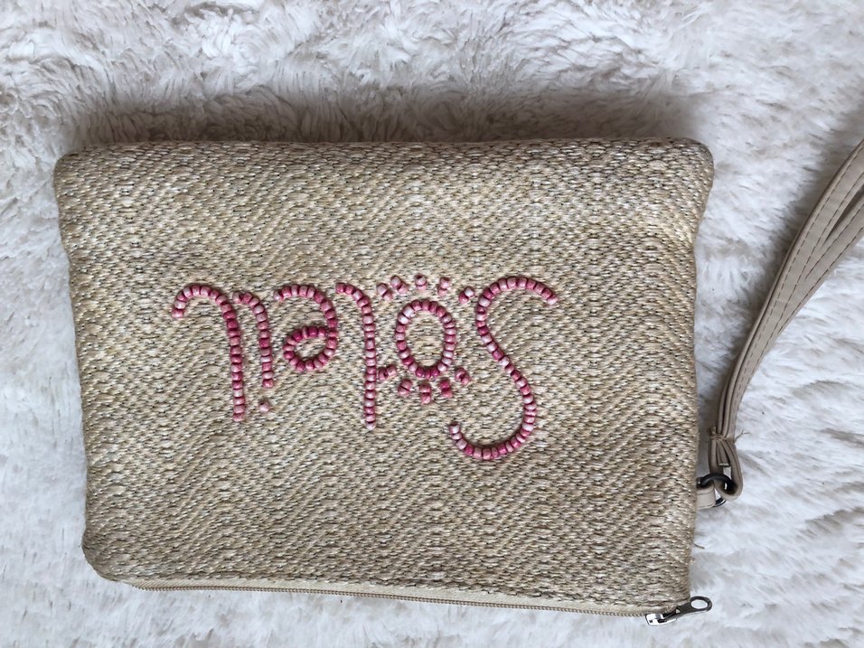 Pembe İşlemeli Boncuk Detaylı Kadın Clutch Çanta - Görsel 2