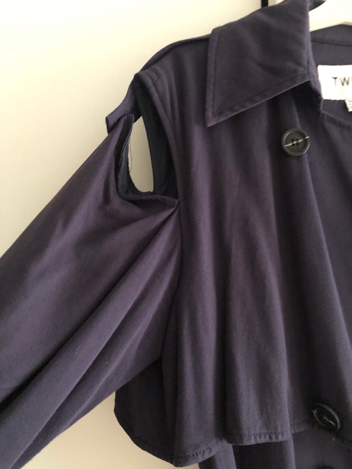 Kadın Lacivert Kolsuz Uzun Trençkot - Görsel 4