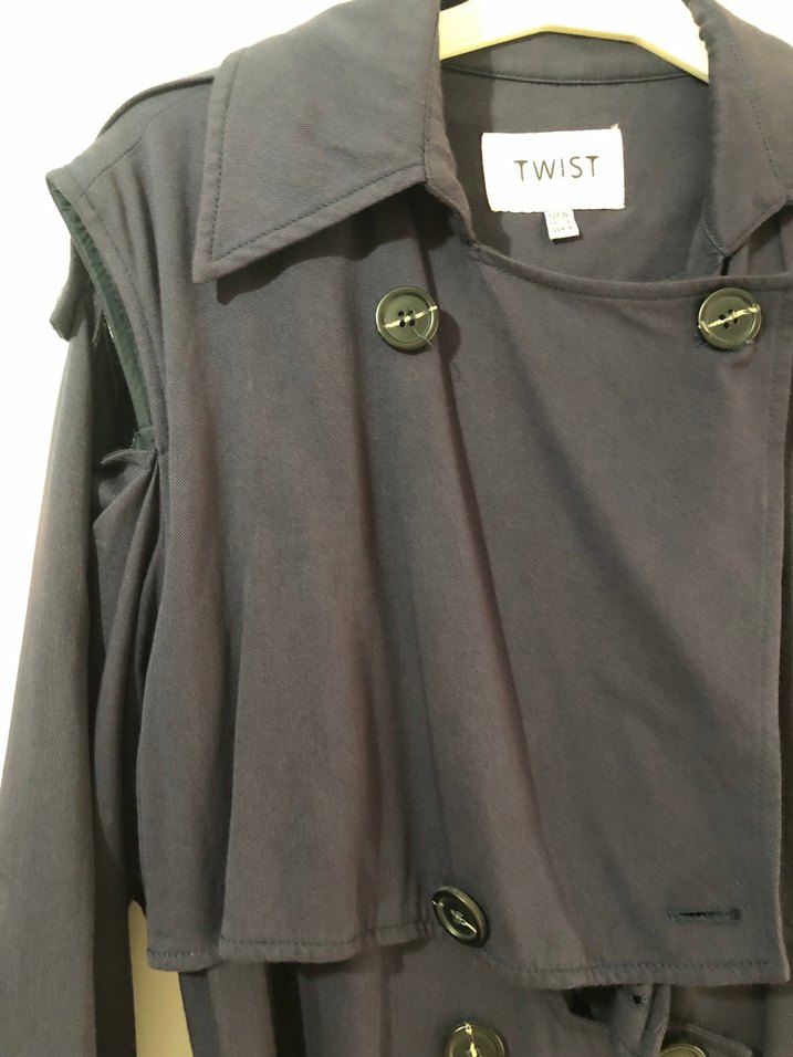 Kadın Lacivert Kolsuz Uzun Trençkot - Görsel 5