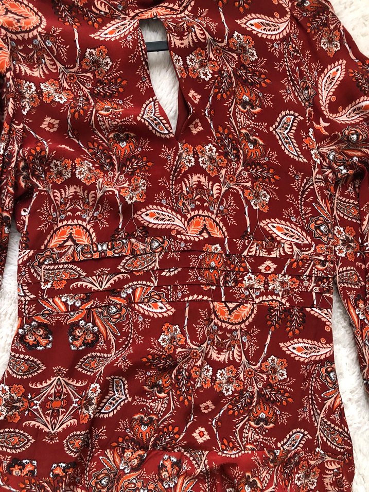 Bordo Desenli Uzun Bohem Elbise - Görsel 3