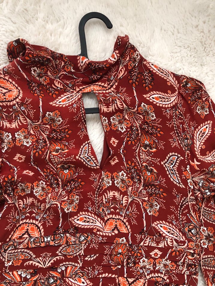 Bordo Desenli Uzun Bohem Elbise - Görsel 4