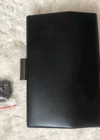 Siyah Deri Kürklü Kadın Portföy Çanta - Görsel 3